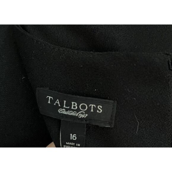 Talbots Black Shift Midi Dress Long Sleeves Cocktail Evening Size 16 Crepe 40”L - Picture 7 of 16